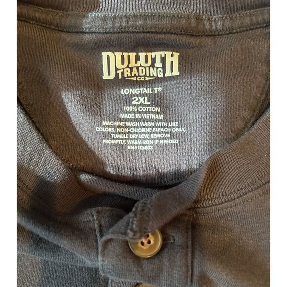 Duluth Trading Long Sleeve Henley Navy Blue Shirt size 2XL Cotton - Picture 4 of 4